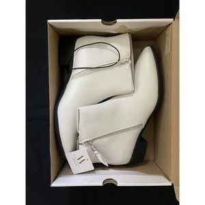 Worthington Brookdale Memory Foam Ankle Boot White Heels Size 8.5